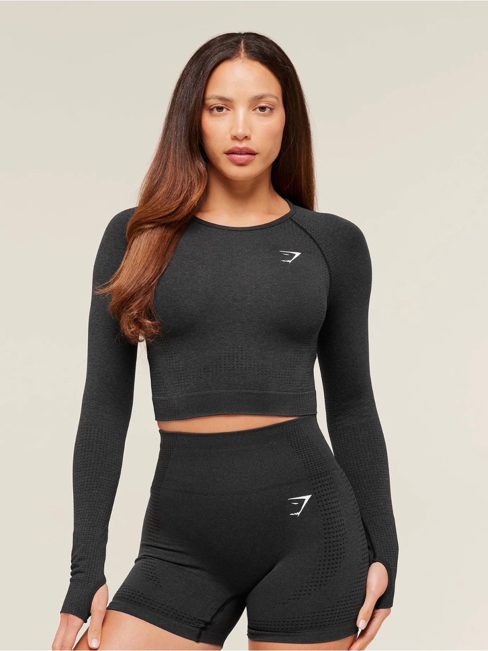 Gymshark Black Seamless Long Sleeve Crop Top
